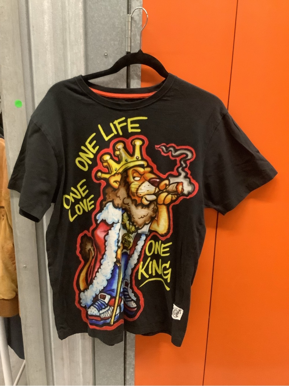 Hustle Gang Black Tee with Colorful King Lion Graphic